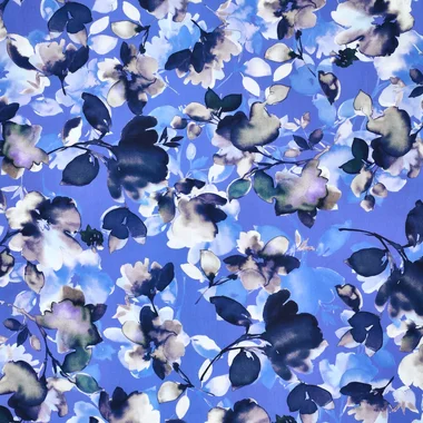 -Viscose stof - twill - bloemen - blauw - 21129-650 - Viscose stof - twill - bloemen - blauw - 21129-650