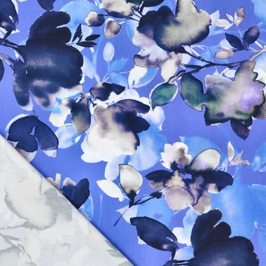 -Viscose stof - twill - bloemen - blauw - 21129-650 - Viscose stof - twill - bloemen - blauw - 21129-650