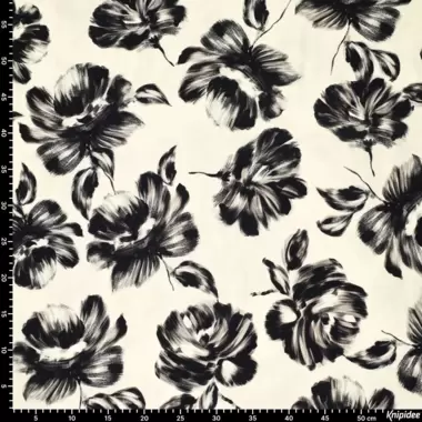 -Viscose stof - satijn - bloemen - gebroken wit - 21135-020 - Viscose stof - satijn - bloemen - gebroken wit - 21135-020