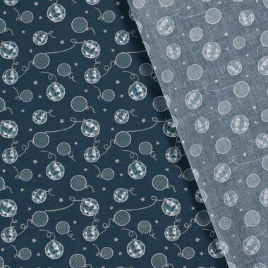 -Kerst katoen stof - poplin - kerstballen - blauw - 18722-024 - Kerst katoen stof - poplin - kerstballen - blauw - 18722-024