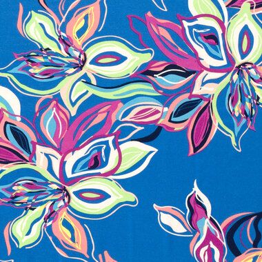-Tricot stof - bloemen - blauw - 21116-005 - Tricot stof - bloemen - blauw - 21116-005