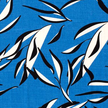 -Tricot stof - bladeren - blauw - 21118-005 - Tricot stof - bladeren - blauw - 21118-005