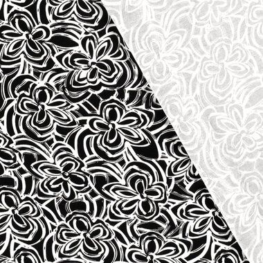 -Tricot stof - bloemen - zwart wit - 21123-069 - Tricot stof - bloemen - zwart wit - 21123-069