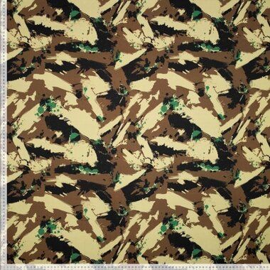 -Softshell stof - verfstrepen - groen bruin zwart - 9230321-70 - Softshell stof - verfstrepen - groen bruin zwart - 9230321-70