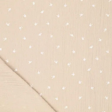 -Katoen stof - hydrofiel - bloemetjes - beige - 20530-176 - Katoen stof - hydrofiel - bloemetjes - beige - 20530-176
