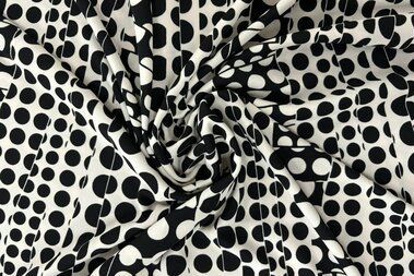 -Tricot stof - abstract - scuba crepe - zwart - JT35 - Tricot stof - abstract - scuba crepe - zwart - JT35