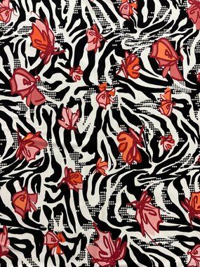 -Tricot stof - bloemen - zwart wit rood - JT53 - Tricot stof - bloemen - zwart wit rood - JT53