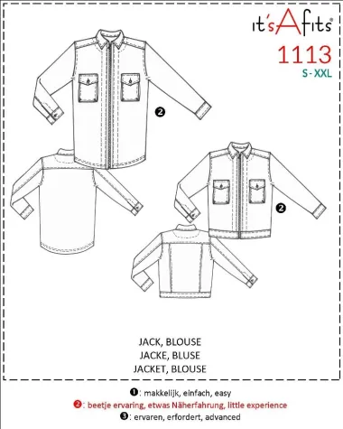 -It's a fits 1113: herenpatroon jack en blouse - It's a fits 1113: herenpatroon jack en blouse