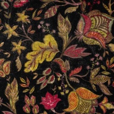 -Velours stof - bloemen en bladeren - zwart lime - 2534-240 - Velours stof - bloemen en bladeren - zwart lime - 2534-240