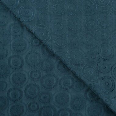 -Viscose stof - jaquard cirkels - petrol - 22602-942 - Viscose stof - jaquard cirkels - petrol - 22602-942