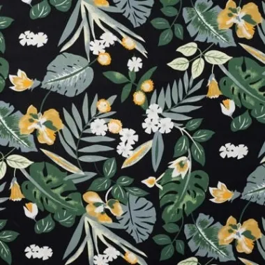 -Katoen stof - poplin - bloemen - zwart - 16536-690 - Katoen stof - poplin - bloemen - zwart - 16536-690