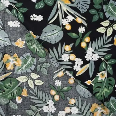 -Katoen stof - poplin - bloemen - zwart - 16536-690 - Katoen stof - poplin - bloemen - zwart - 16536-690