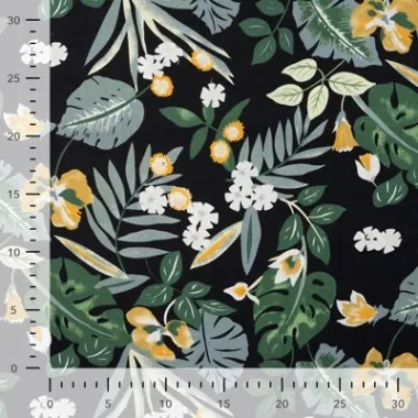 -Katoen stof - poplin - bloemen - zwart - 16536-690 - Katoen stof - poplin - bloemen - zwart - 16536-690