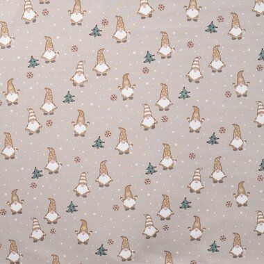 -Kerststof - tricot - gnomes en kerstbomen - zand - 3002-520 - Kerststof - tricot - gnomes en kerstbomen - zand - 3002-520