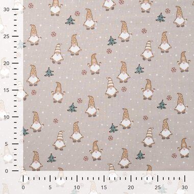 -Kerststof - tricot - gnomes en kerstbomen - zand - 3002-520 - Kerststof - tricot - gnomes en kerstbomen - zand - 3002-520