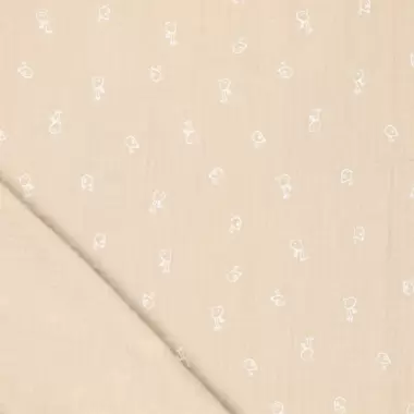 -Katoen stof - hydrofiel - vogeltjes - beige - 20530-179 - Katoen stof - hydrofiel - vogeltjes - beige - 20530-179