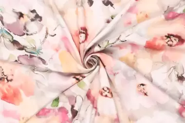 -Viscose stof - twill - digitaal bloemen - naturel multi - 21142-178 - Viscose stof - twill - digitaal bloemen - naturel multi - 21142-178