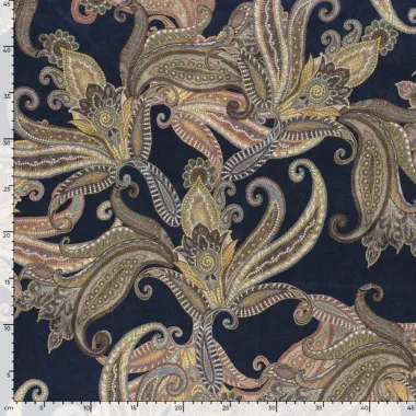 -Suèdine stof - suede wildleer paisley - donkerblauw -22234-008 - Suèdine stof - suede wildleer paisley - donkerblauw -22234-008