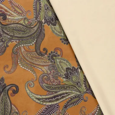 -Suèdine stof - suede wildleer paisley - oker - 22234-034 - Suèdine stof - suede wildleer paisley - oker - 22234-034