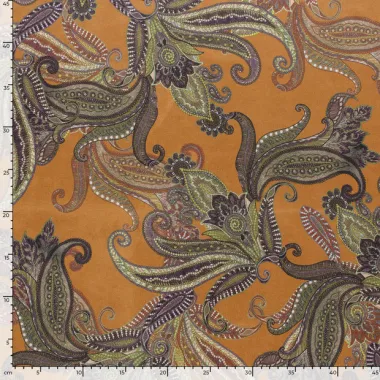 -Suèdine stof - suede wildleer paisley - oker - 22234-034 - Suèdine stof - suede wildleer paisley - oker - 22234-034