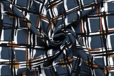 -Viscose stof - nylon crepe - ruiten - staalblauw - 22005-107 - Viscose stof - nylon crepe - ruiten - staalblauw - 22005-107