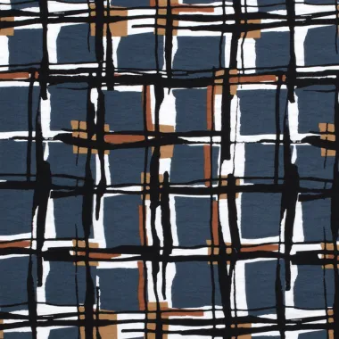 -Viscose stof - nylon crepe - ruiten - staalblauw - 22005-107 - Viscose stof - nylon crepe - ruiten - staalblauw - 22005-107