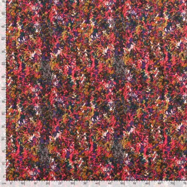 -Satijn stof - bladeren - paars multi - 22027-045 - Satijn stof - bladeren - paars multi - 22027-045
