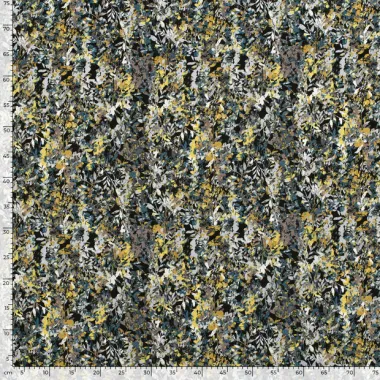 -Satijn stof - bladeren - zwart multi - 22027-069 - Satijn stof - bladeren - zwart multi - 22027-069