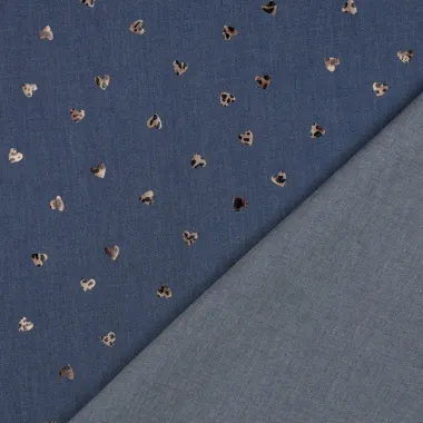 -Spijkerstof - denim foil hartjes - blauw - 3575-001 - Spijkerstof - denim foil hartjes - blauw - 3575-001