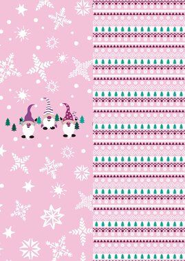 -French Terry - Panel - digital X-MAS - Gnome - rosa - 7002-110 - French Terry - Panel - digital X-MAS - Gnome - rosa - 7002-110