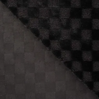 -Bont stof - high low checked fur - zwart - 22704-690 - Bont stof - high low checked fur - zwart - 22704-690