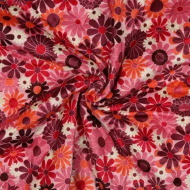 -Gesteppter Stoff - gestufter Samt - digitale Blumen - fuchsia - 3478-001 - Gesteppter Stoff - gestufter Samt - digitale Blumen - fuchsia - 3478-001