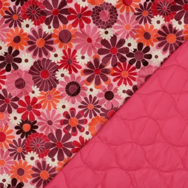 -Gesteppter Stoff - gestufter Samt - digitale Blumen - fuchsia - 3478-001 - Gesteppter Stoff - gestufter Samt - digitale Blumen - fuchsia - 3478-001