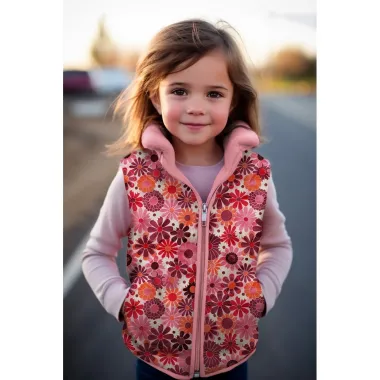 -Gesteppter Stoff - gestufter Samt - digitale Blumen - fuchsia - 3478-001 - Gesteppter Stoff - gestufter Samt - digitale Blumen - fuchsia - 3478-001