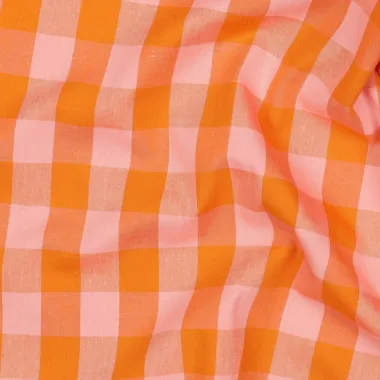 -Baumwolle - yarn dyed Karos - Orange-Lachs - 24/3511-003 - Baumwolle - yarn dyed Karos - Orange-Lachs - 24/3511-003