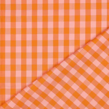 -Katoen stof - yarn dyed ruiten - oranje zalm - 24/3511-003 - Katoen stof - yarn dyed ruiten - oranje zalm - 24/3511-003
