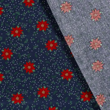 -Weihnachtsstoff - Baumwollpopeline - Weihnachtsstern - navy blau - 20736-008 - Weihnachtsstoff - Baumwollpopeline - Weihnachtsstern - navy blau - 20736-008
