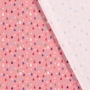 -Kerststof - katoen poplin - kerstbomen en kerststerren - roze - 20769-012 - Kerststof - katoen poplin - kerstbomen en kerststerren - roze - 20769-012