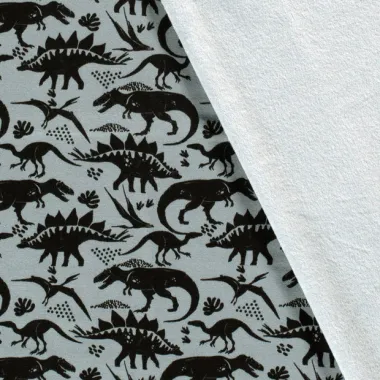 -Joggingstof - alpenfleece - dinosaurussen - staalblauw - 20474-007 - Joggingstof - alpenfleece - dinosaurussen - staalblauw - 20474-007