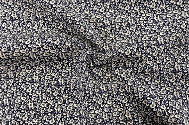 -Katoen stof - bladeren - donkerblauw gebroken wit - 706035-1 - Katoen stof - bladeren - donkerblauw gebroken wit - 706035-1