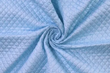 -Gesteppter Stoff - quilted Karos - hellblau - 882000-12 - Gesteppter Stoff - quilted Karos - hellblau - 882000-12