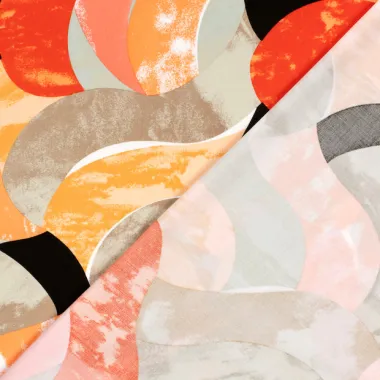 -Bamboe stof - poplin - abstract - beige multi - 23197-052 - Bamboe stof - poplin - abstract - beige multi - 23197-052