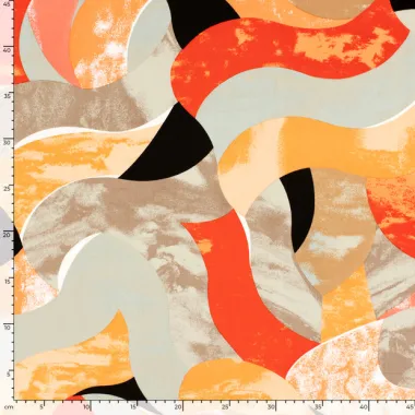 -Bamboe stof - poplin - abstract - beige multi - 23197-052 - Bamboe stof - poplin - abstract - beige multi - 23197-052