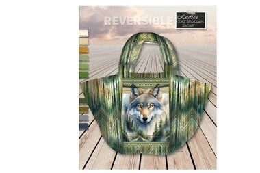 -Paneel stof - canvas paneel voor een tas - digitaal wolf - groen - 24047 - Paneel stof - canvas paneel voor een tas - digitaal wolf - groen - 24047