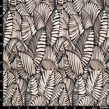 -Viscose stof - stretch - digitaal bladeren - zwart - 21671-999 - Viscose stof - stretch - digitaal bladeren - zwart - 21671-999