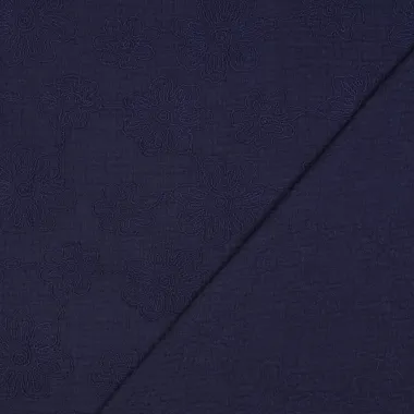 -Hydrofiel stof - geborduurd - bloemen - donkerblauw - 3649-005 - Hydrofiel stof - geborduurd - bloemen - donkerblauw - 3649-005
