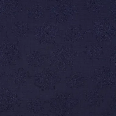 -Hydrofiel stof - geborduurd - bloemen - donkerblauw - 3649-005 - Hydrofiel stof - geborduurd - bloemen - donkerblauw - 3649-005