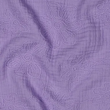 -Hydrofiel stof - geborduurd - bloemen - lila - 3649-067 - Hydrofiel stof - geborduurd - bloemen - lila - 3649-067