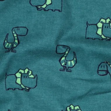 -Flanel stof - dinosaurussen - petrol - 5078-004 - Flanel stof - dinosaurussen - petrol - 5078-004