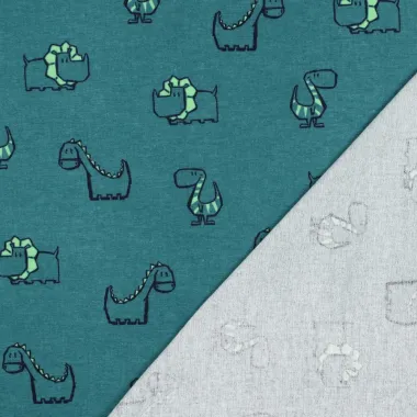 -Flanel stof - dinosaurussen - petrol - 5078-004 - Flanel stof - dinosaurussen - petrol - 5078-004